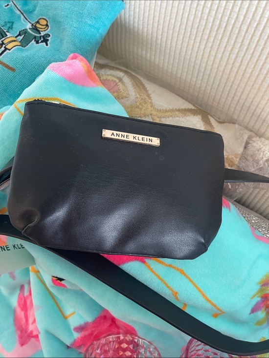 Anne Klein Handbags - Anne Klein Black Crossbody with Gold Logo Plaque